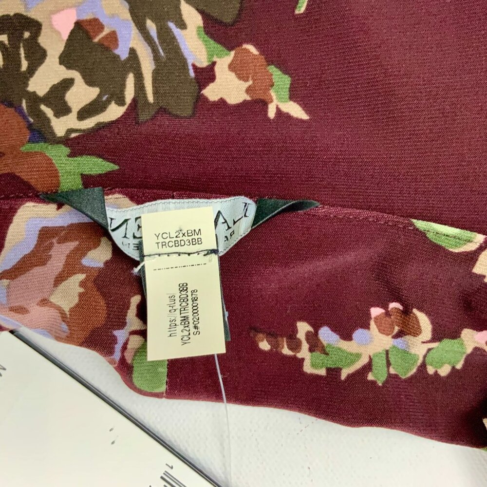 New Lauren Ralph Lauren Floral Stretch Jersey Tie-Neck Long Sleeve Blouse Sz XL - Picture 8 of 16